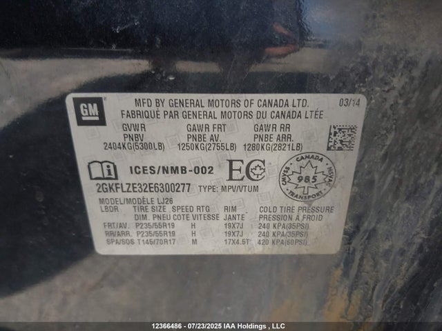 2GKFLZE32E6300277 GMC lfx - vvt, e85 max, aluminum