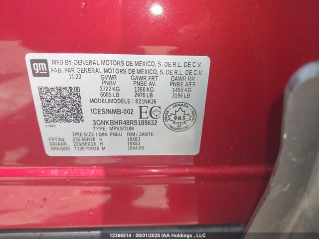 3GNKBHR48RS189632 Chevrolet lsy