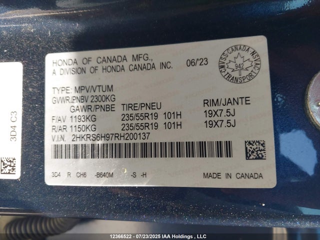 2HKRS6H97RH200137 Honda lfc3