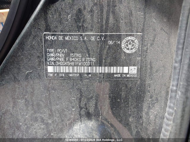 3HGGK5H81FM100311 Honda l15b1