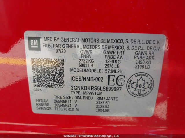 3GNKBKRS5LS699097 Chevrolet lgx