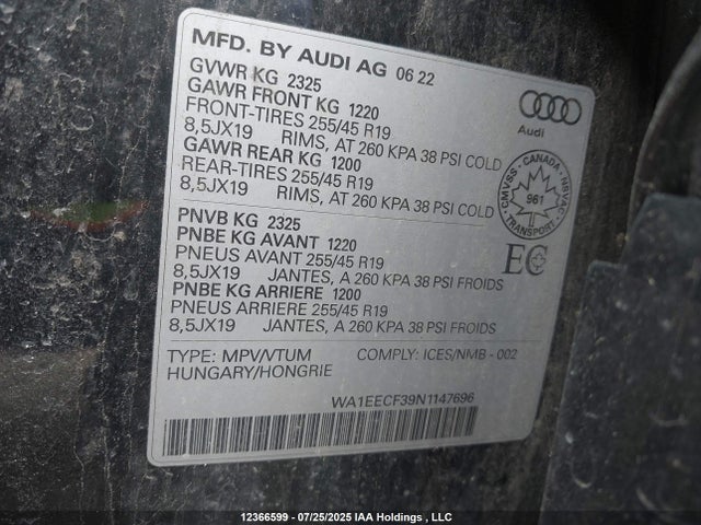WA1EECF39N1147696 Audi 45 tfsi