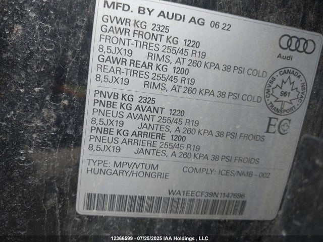 WA1EECF39N1147696 Audi 45 tfsi