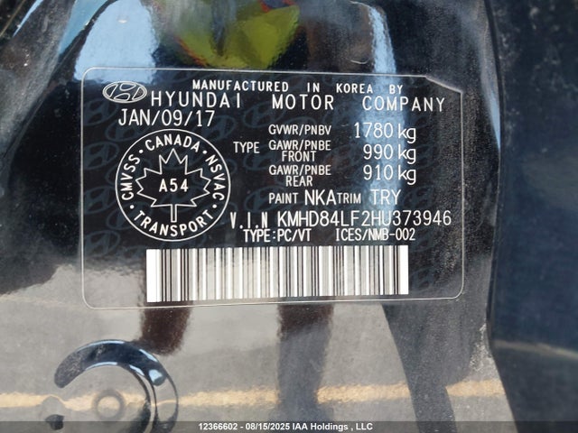 KMHD84LF2HU373946 Hyundai Elantra
