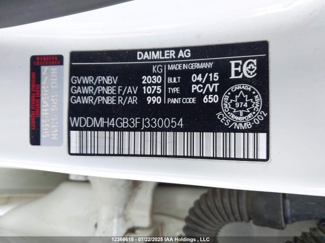 WDDMH4GB3FJ330054 Mercedes-Benz B-Class