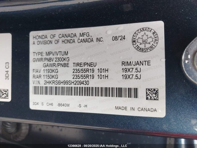 2HKRS6H99SH209430 Honda lfc3