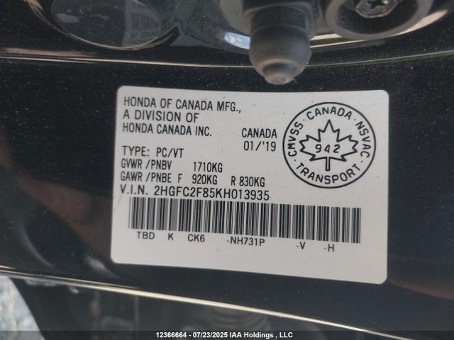 Honda k20c2 2019 2HGFC2F85KH013935 Image 9