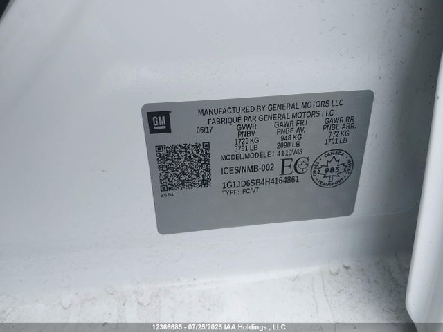 1G1JD6SB4H4164861 Chevrolet luv - mfi, vvt: variable valve timing, alum, e85 max
