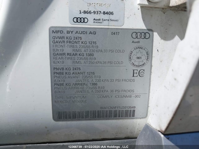 WA1CNAFY1J2013549 Audi Q5