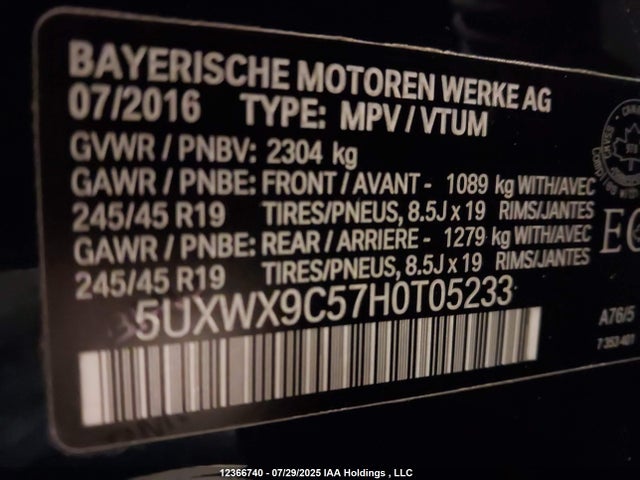 5UXWX9C57H0T05233 BMW X3