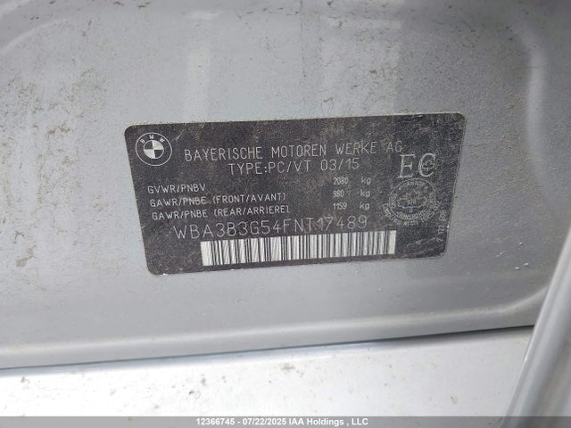 BMW 2015 2015 WBA3B3G54FNT17489 Image 9