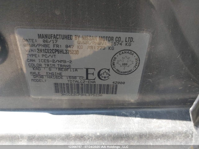 Nissan VERSA NOTE 2017 3N1CE2CP9HL375230 Image 9