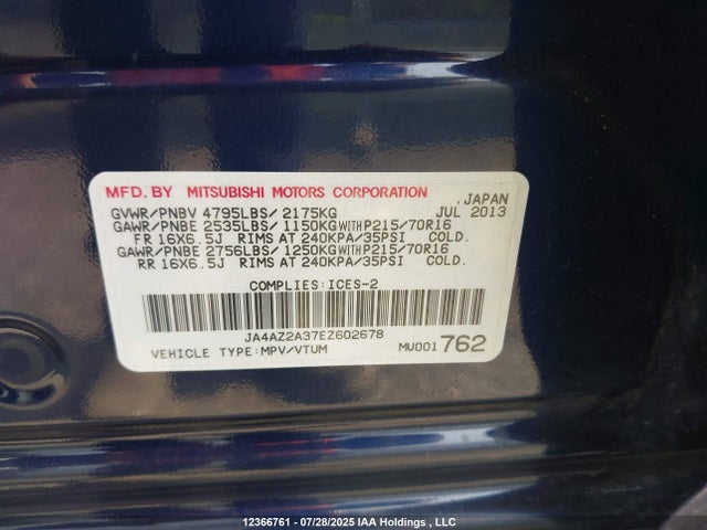 JA4AZ2A37EZ602678 Mitsubishi mivec