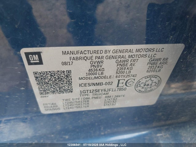 1GT12SEY6JF117850 GMC l5p - direct injection, duramax, gen 5, var 1
