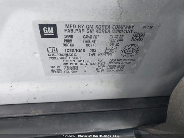 Buick luv: mfi, variable valve timing, alum, e85 max 2018 KL4CJESBXJB623213 Image 9