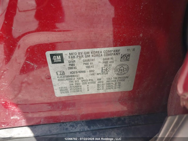 KL4CJESB9HB064327 Buick luv mfi, vvt: variable valve timing, alum, e85 max
