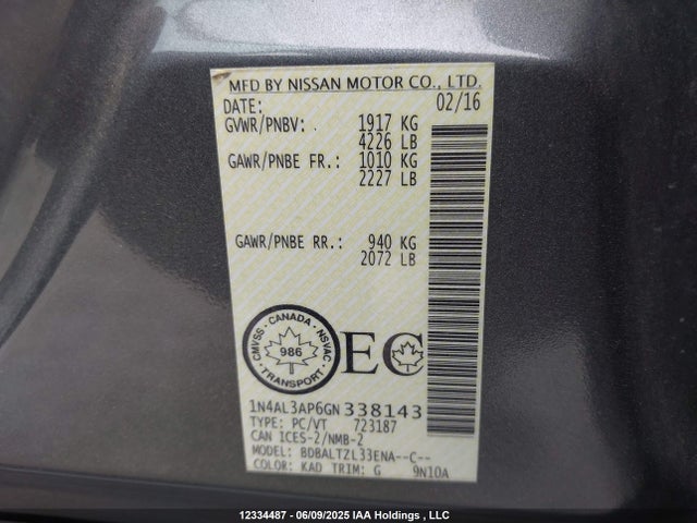 1N4AL3AP6GN338143 Nissan 2016