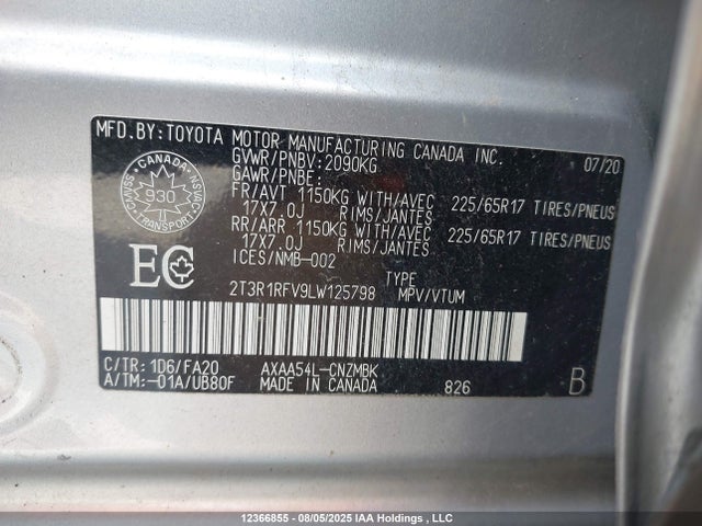 2T3R1RFV9LW125798 Toyota a25a-fks