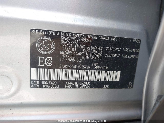 2T3R1RFV9LW125798 Toyota a25a-fks