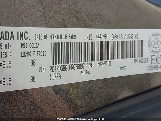 2C4RDGBG1FR678897 Dodge 2015