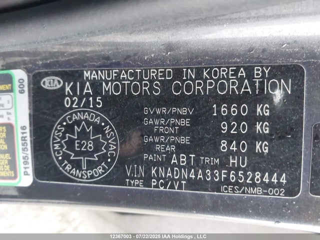 KIA dohc gamma 2015 KNADN4A33F6528444 Image 19