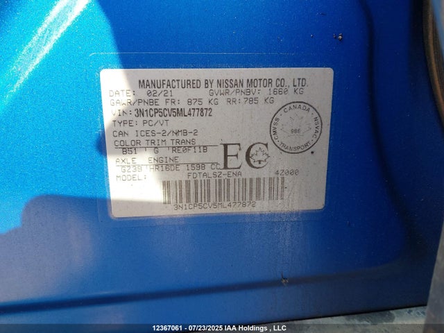 3N1CP5CV5ML477872 Nissan Kicks