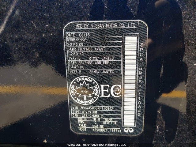 3PCAJ5M35KF110842 Infiniti 2019