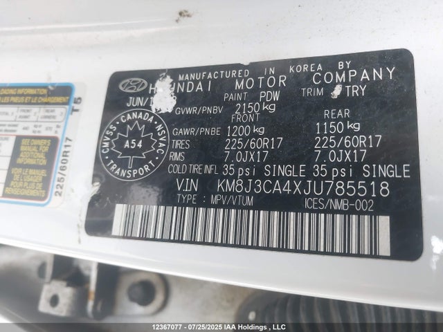 KM8J3CA4XJU785518 Hyundai gdi nu