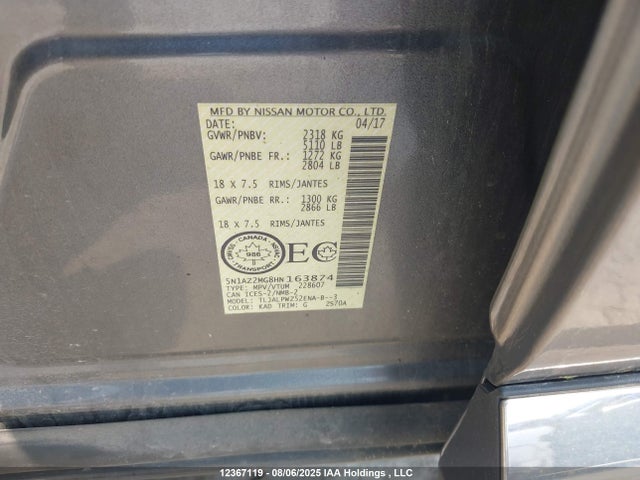 5N1AZ2MG8HN163874 Nissan 2017