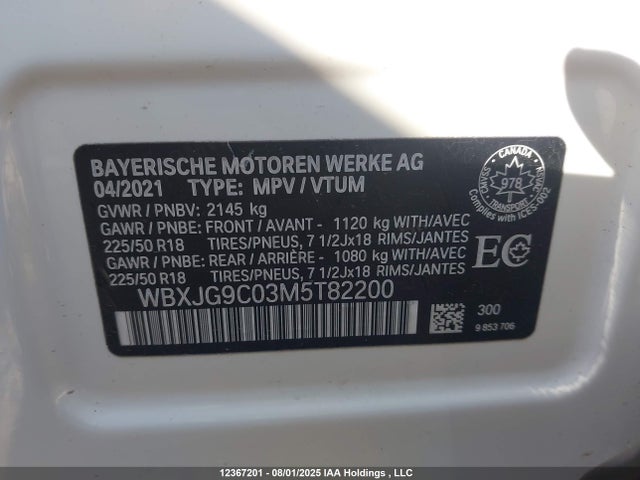 WBXJG9C03M5T82200 BMW X1