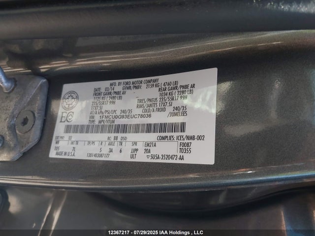 1FMCU0G93EUC78036 Ford 2014