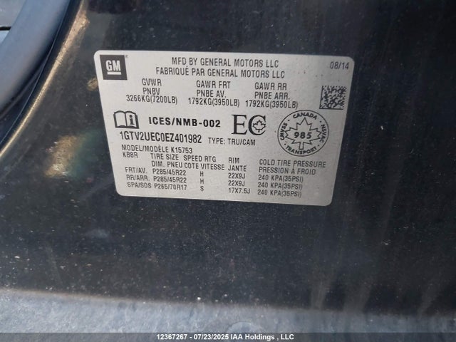 1GTV2UEC0EZ401982 GMC l83 - vvt, afm (active fuel management), aluminum