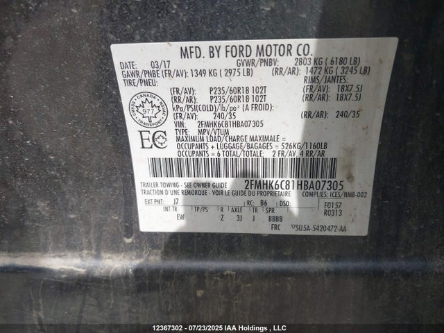 Ford 2017 2017 2FMHK6C81HBA07305 Image 9
