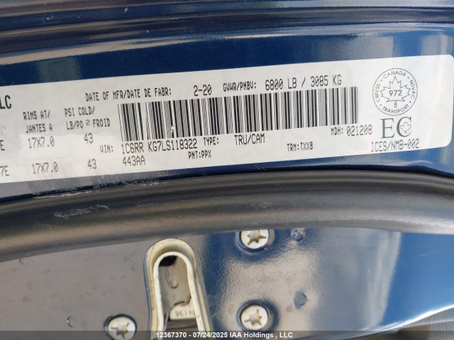RAM 2020 2020 1C6RR7KG7LS118322 Image 9
