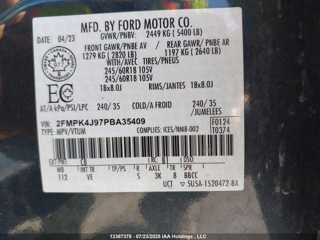 Ford gtdi 2023 2FMPK4J97PBA35409 Image 19