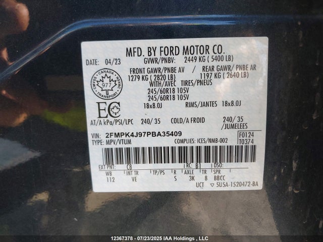 Ford gtdi 2023 2FMPK4J97PBA35409 Image 20