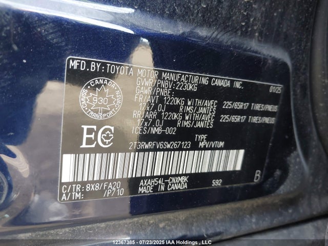 2T3RWRFV6SW267123 Toyota a25a-fxs