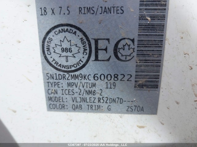 Nissan 2019 2019 5N1DR2MM9KC600822 Image 18