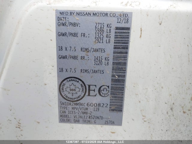 Nissan 2019 2019 5N1DR2MM9KC600822 Image 9