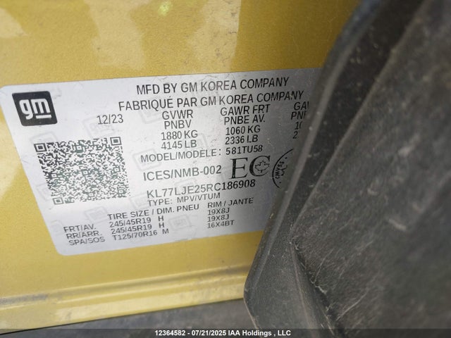 KL77LJE25RC186908 Chevrolet lih