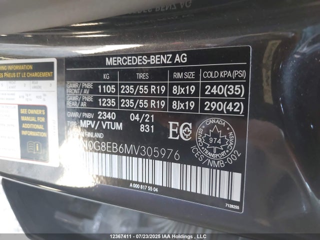 W1N0G8EB6MV305976 Mercedes-Benz m264