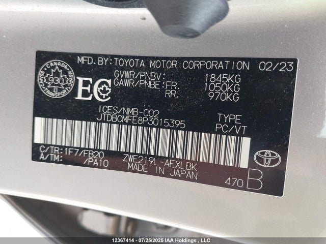 Toyota 2zr-fxe, 1vm 2023 JTDBCMFE8P3015395 Image 9