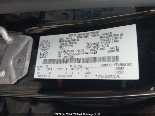 1FMCU0GD4HUA70725 Ford gtdi sigma w/premium fuel