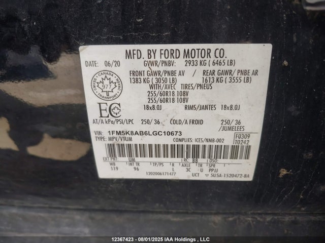 1FM5K8AB6LGC10673 Ford 2020