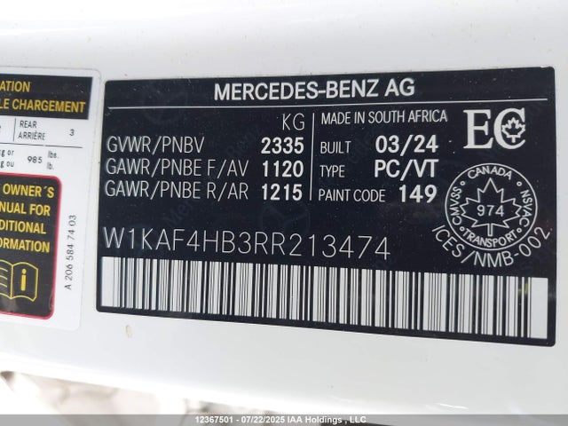 W1KAF4HB3RR213474 Mercedes-Benz m254