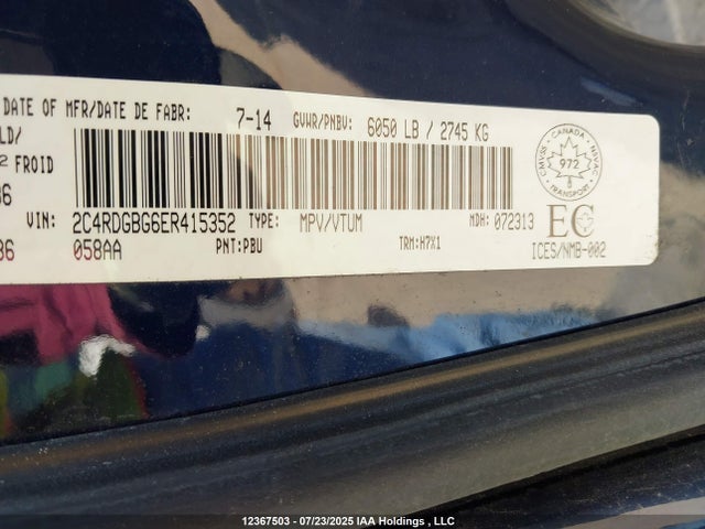 Dodge Grand Caravan 2014 2C4RDGBG6ER415352 Image 9