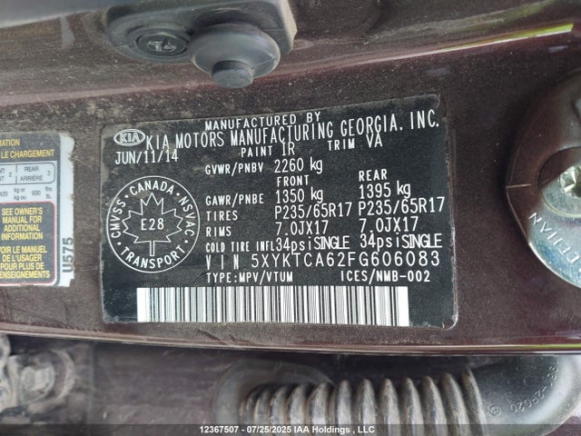 5XYKTCA62FG606083 KIA dohc t-gdi theta-ii
