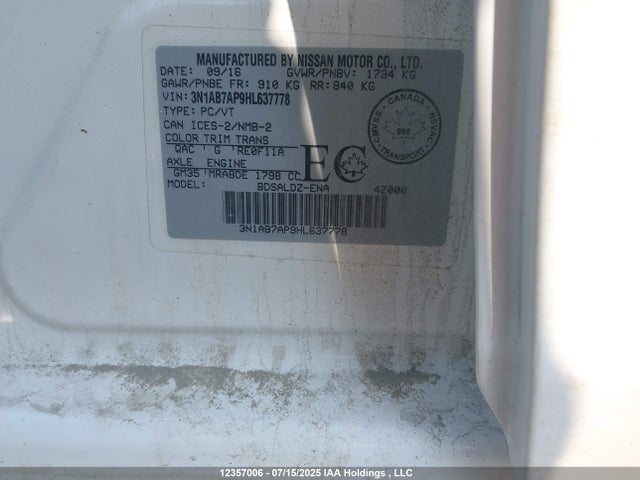 3N1AB7AP9HL637778 Nissan 2017