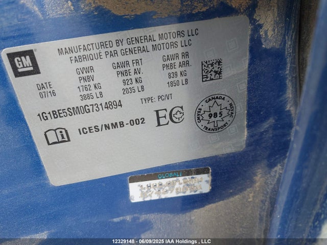 1G1BE5SM0G7314894 Chevrolet le2 - di: direct injection, alum, vvt, gen i, gmna