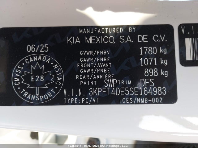 3KPFT4DE5SE164983 KIA k4